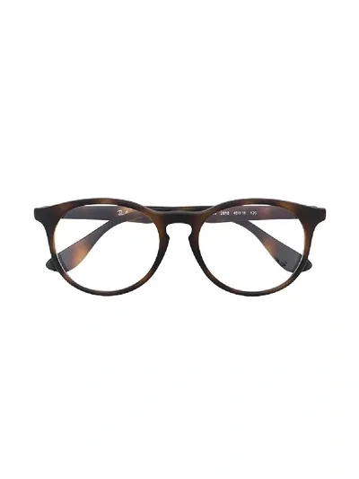 Ray-ban Junior Kids' Tortoiseshell Round Glasses In Brown