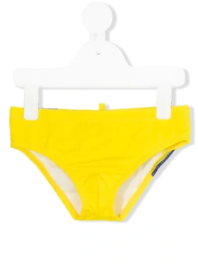 Dsquared2 Kids' Logo Swim Trunks In Yellow