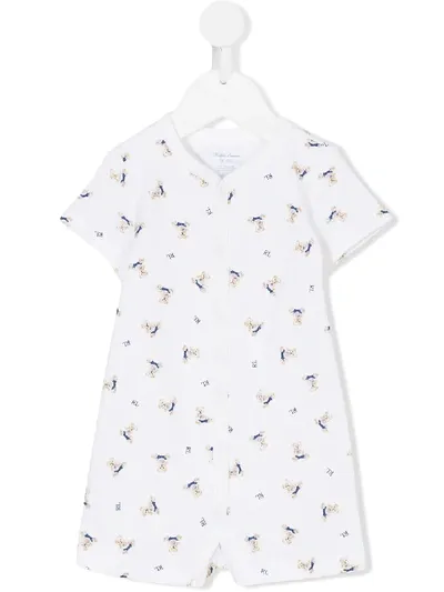 Ralph Lauren Babies' Bear Print Romper In White