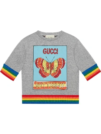 Gucci Kids' Children's Sweatshirt With Postcard "butterfly" Print In Grey