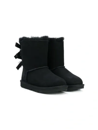 Ugg Girls Black Kids Bailey Bow Ii Sheepskin Boots 7.5