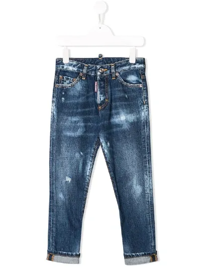 Dsquared2 Kids' Distressed Slim Fit Jeans In Blue