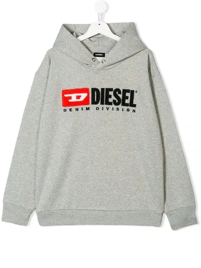 Diesel Kids' Kapuzenpullover Mit Logo In Grey