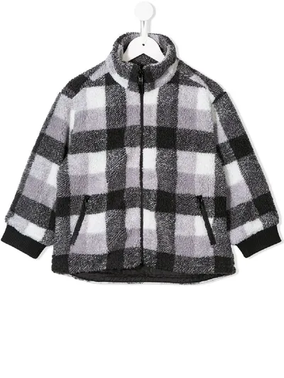 Stella Mccartney Kids' Checked Techno Terry Jacket In Grey