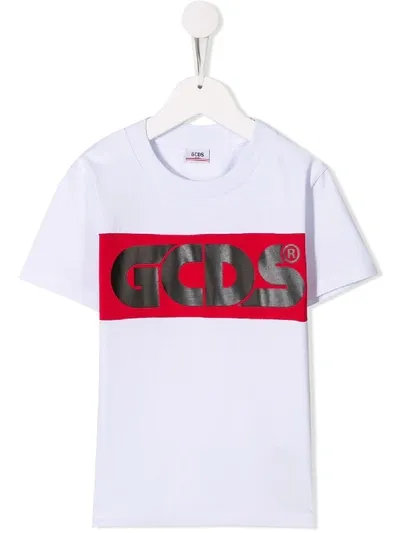 Gcds Kids' Printed Logo T-shirt In White