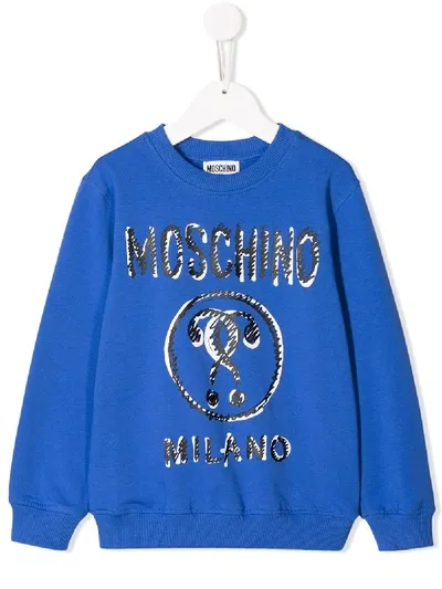 Moschino Kids' Scribble Print Sweater In Blue