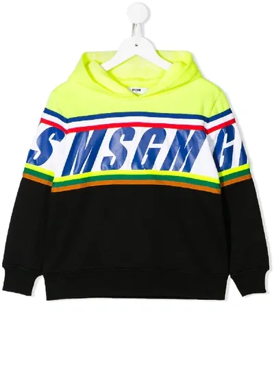 Msgm Kids' Logo Print Hoodie In Black