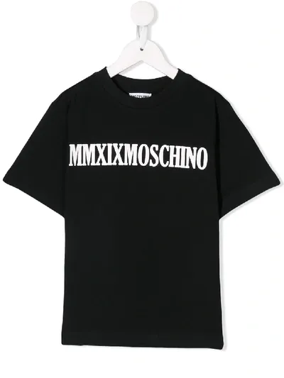 Moschino Kids' Logo Print T-shirt In Black