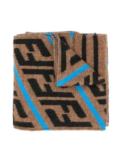 Fendi Kids' Strickschal Mit Ff-logo In Brown