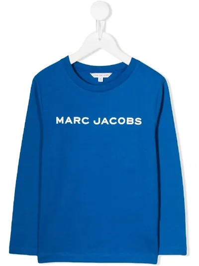 Little Marc Jacobs Kids' Logo Print Longsleeved T-shirt In Blue