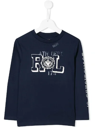 Ralph Lauren Kids' Logo Print T-shirt In Blue