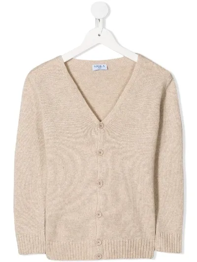 Siola Kids' V-neck Cardigan In Neutrals