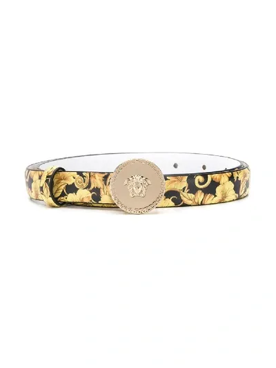 Young Versace Kids' Medusa Head Logo Belt In Yellow