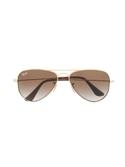 Ray-ban Junior Kids' Aviator Sunglasses In Gold