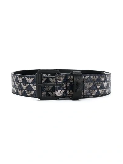 Emporio Armani Kids' Logo Print Belt In Black