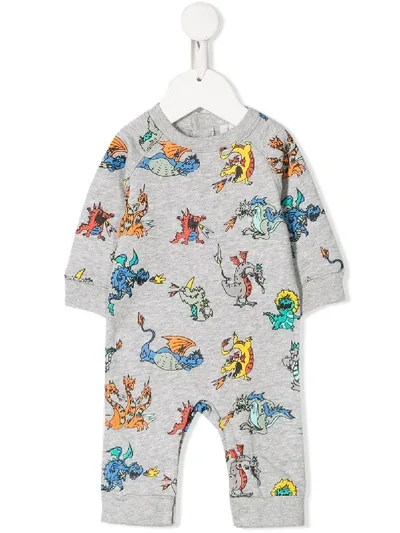 Stella Mccartney Babies' Dragon Print Romper In Grey