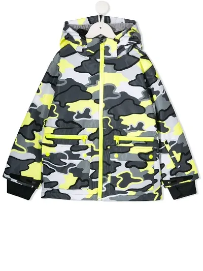 Stella Mccartney Kids' Camouflage Hooded Jacket In Grey