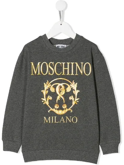 Moschino Kids' Logo Print Sweatshirt In Grey