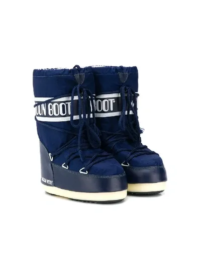 Moon Boot Kids' Logo Lace-up Snow Boots In Blue