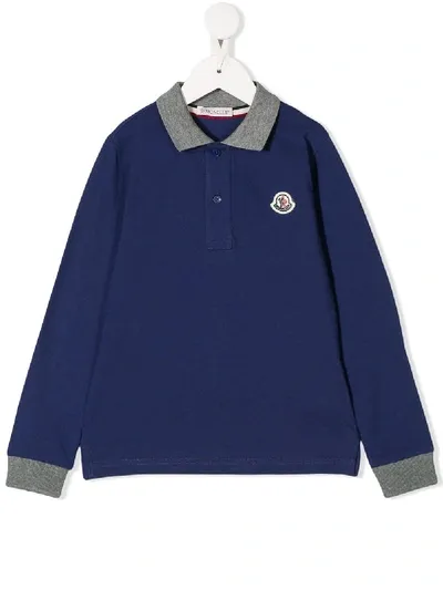 Moncler Kids' Polo Top In Blue