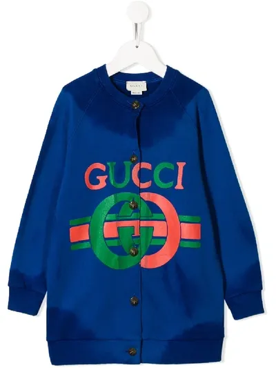 Gucci Kids' Logo Print Shirt In 蓝色