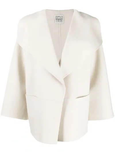 Totême Wide Lapel Knitted Jacket In Neutrals