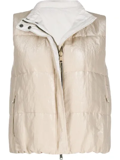 Brunello Cucinelli Metallized Reversible Gilet In Neutrals