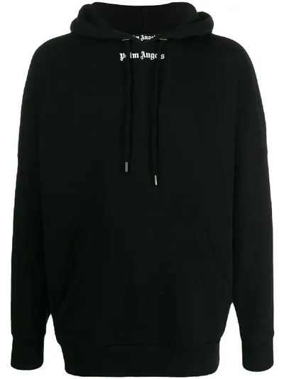 Palm Angels Logo Print Hoodie In Black