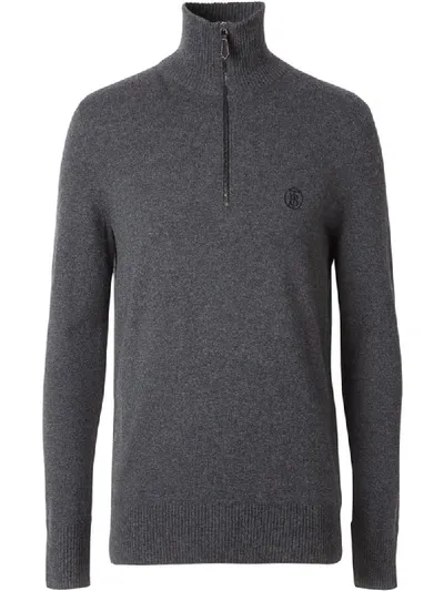 Burberry Monogram High-neck Jumper In Grey