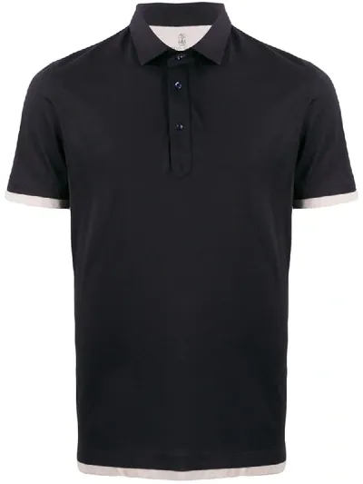 Brunello Cucinelli Contrast Trim Polo Shirt In Blue