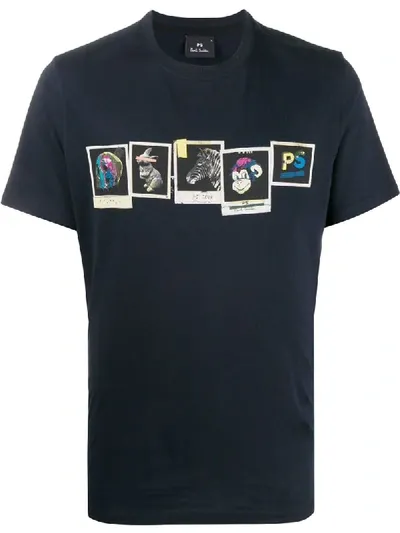 Ps By Paul Smith Polaroid Print T-shirt In Blue