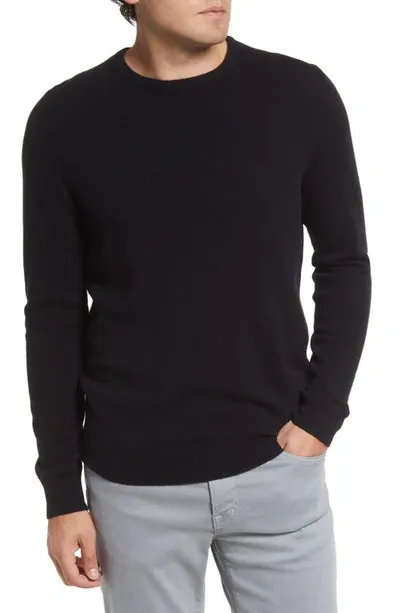 Nordstrom Men's Shop Cashmere Crewneck Sweater In Black Caviar