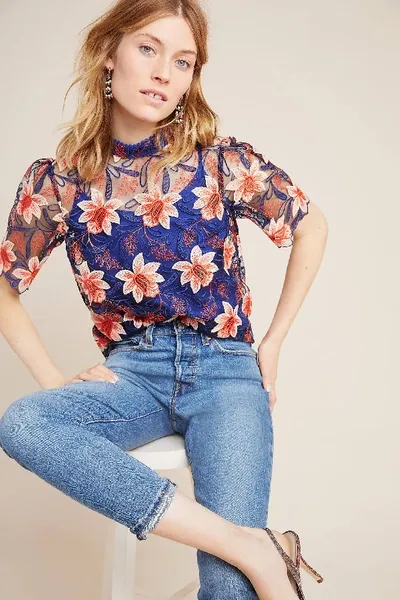 Anthropologie Callaway Swing Blouse In Blue