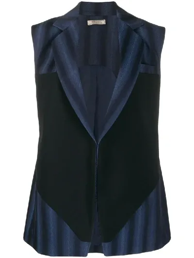 Nina Ricci Striped Longline Tailored Vest In Blue