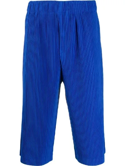 Issey Miyake Pleated Shorts In Blue