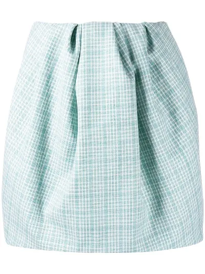 Nina Ricci Checked Puff Mini Skirt In Blue