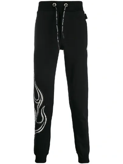 Philipp Plein Flames Track Pants In Black