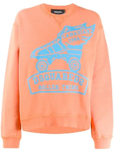 Dsquared2 Printed Logo Sweatshirt In Orange