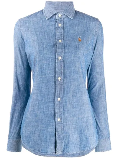 Polo Ralph Lauren Logo Embroidered Shirt In Blue