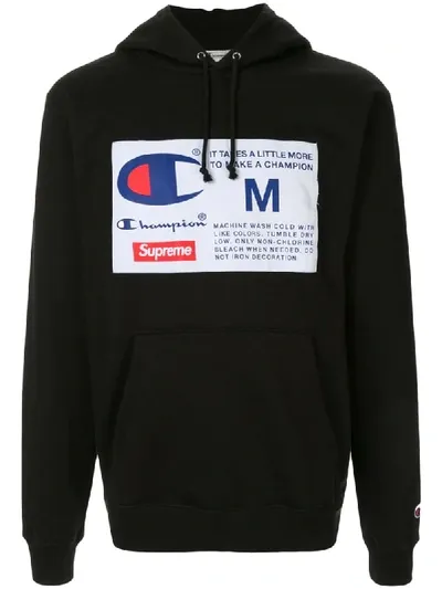 Supreme Label Hoodie In Black