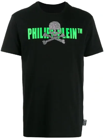 Philipp Plein Ss Skull Logo Print T-shirt In Black