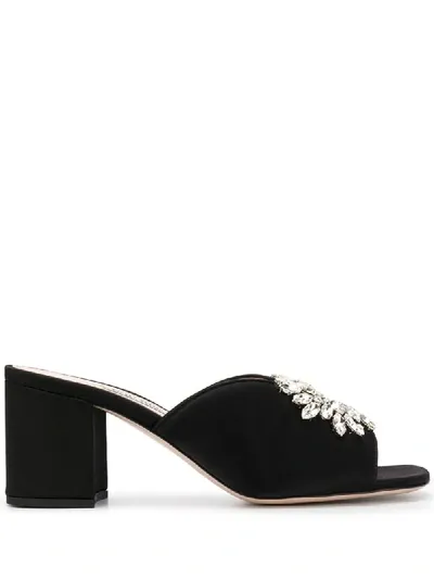 Miu Miu Crystal Embellished Mules In Black