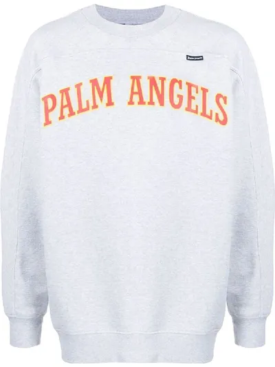 Palm Angels Logo Print Oversized Sweatshirt In Grey