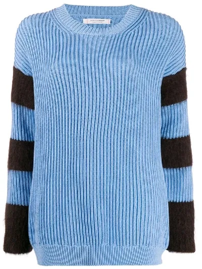 Chinti & Parker Striped Ribbed-knit Jumper In Blue