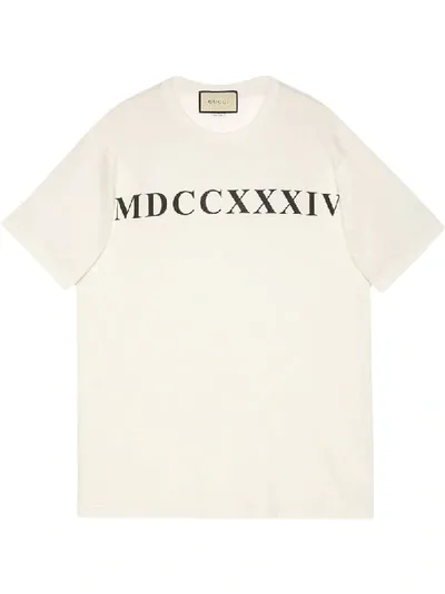 Gucci Roman Numeral-print T-shirt In White