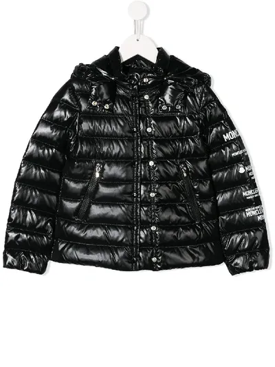 Moncler Kids' Gesteppte Jacke Mit Glanzeffekt In Black