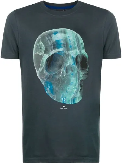 Ps By Paul Smith Skull Print Short-sleeve T-shirt In Blue