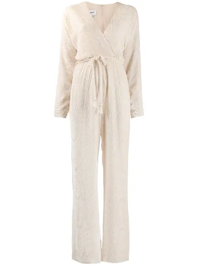 Nanushka Velvet-flocked Jumpsuit In Neutrals