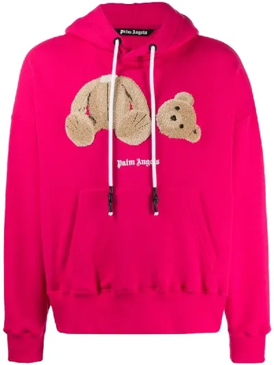 Palm Angels Kapuzenpullover Mit Teddy-patch In Pink