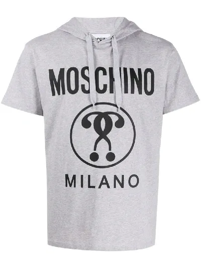 Moschino Logo Print Hooded T-shirt In Grey